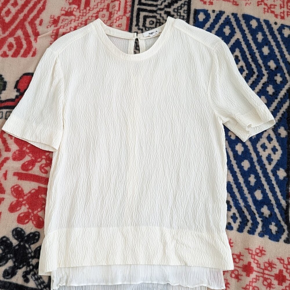 Helmut Lang short-sleeve white layered silk crepe top - size S